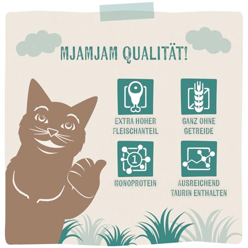 MjAMjAM - Premium Nassfutter für Katzen - Quetschie - purer Fleischgenuss - gute Pute pur, 12er Pack (12 x 125 g), getreidefrei mit extra viel Fleisch