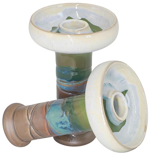 Saryang 2pcs Hookah Ceramic Bowl,Colored Glazed Hookah Bowl, Hookah Accessories,Easy to Clean (Green)