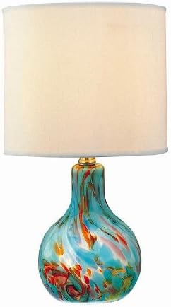Lite Source LS-20073AQUA Table Lamp with Off White Fabric Shades, Steel Finish