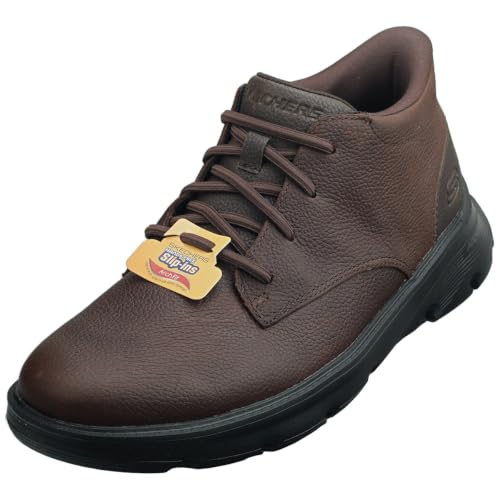 Skechers Herren Arch FIT Garza Ridley Stiefel, Red Brown Leather/Synthetic, 42.5 EU – Ansicht 1