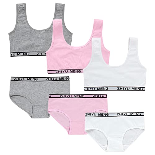 Girls’ Training Bra Set - 6PCS Girls Cotton Training Bras Sport Training Bralettes and Underwear Panties