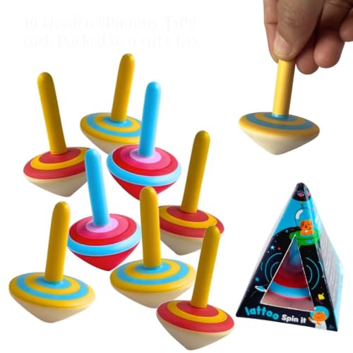 Image of Lattooland Spinning Tops (Set of 3 Pieces) | Colorful Wooden Lattoos Sensory Toys for Kids 3+ | Eco-Friendly, Non-Toxic Colors | Indoor & Outdoor Fun Activity | Spinning Toys for Kids Return Gift