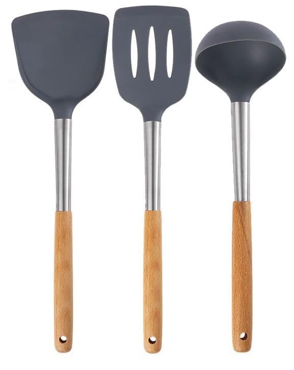 ARZOO Silicone Spatula for Kitchen | Non-Stick | Cooking Spatulas with Wooden Handle | Spatula Turner Serving Cooking Spoon | Spatula Combs for Omlet Egg Dosa chapati Sambar (32cms | Steel) (B0DG8ZMTTW) Amazon Price History, Amazon Price Tracker