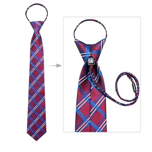 Image of Hi-Tie Zipper Ties for Men Pre-tied Tie Set Lapel Pin Pocket Square and Cufflinks Formal Business Wedding Adjustable Necktie
