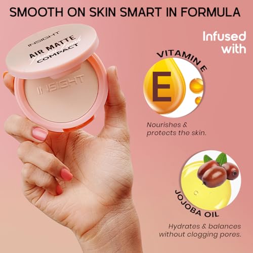 Image of INSIGHT Air Matte Flawless Finish Compact - Soft Sand (11g) | Buildable Coverage | SPF 15 Protection | Blurs & Conceals | Infused with Vitamin E & Jojoba Oil | Long Wear