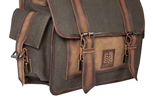 STS Ranchwear Casual Travel Large Capacity Multifunctional Foreman Dark Canvas Collection Messenger Bag, Brown4