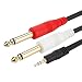 1/8" TRS to Dual 1/4 Stereo Audio Cable - 3.5mm TRS to 6.35mm Dual 1/4" TS Mono Y-Cable Splitter Cord - 5 feet