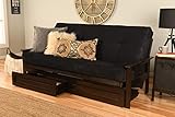 Kodiak Furniture Monterey Futon Set with Storage Drawers, with Espresso Base and Suede Black Mattress