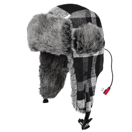 Ushanka - Gorro calefactado USB, se Puede conectar a ajustes con Tejido Suave, Gorro de Invierno de Trapper con calefacción por USB – para viajeros de Ciclismo, Caminatas, Mujeres, Adultos y