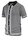 Men's Vintage Golf Polo Shirts Color Block Casual Striped Knit Shirts Black XL