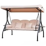 Outdoor Swing for Adults with Stand and Adjustable Canopy, Convertible Porch...