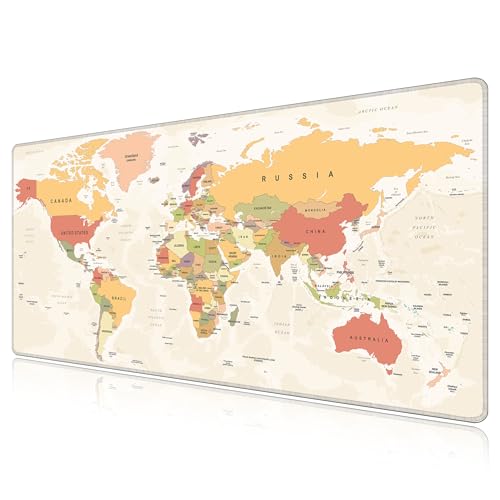 LL-COEUR Carte du Monde XXL Tapis de Souris Gaming Lavable 80x40x0,3cm Grand sous Main Bureau Clavier Multifonction Mouse Pad pour Jeux, Ordinateur et Bureau
