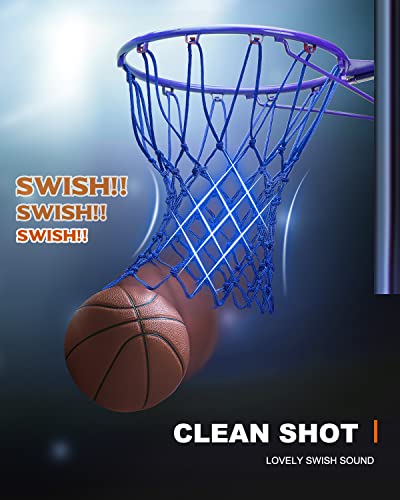 Xxxyyy Blue Basketball Net Replacement Heavy Duty, 2022 Professional On-Court Quality [6.88Ounce], Fits Outdoor Indoor Standard 12 Loops Rim, All Weather Anti Whip #TOP3