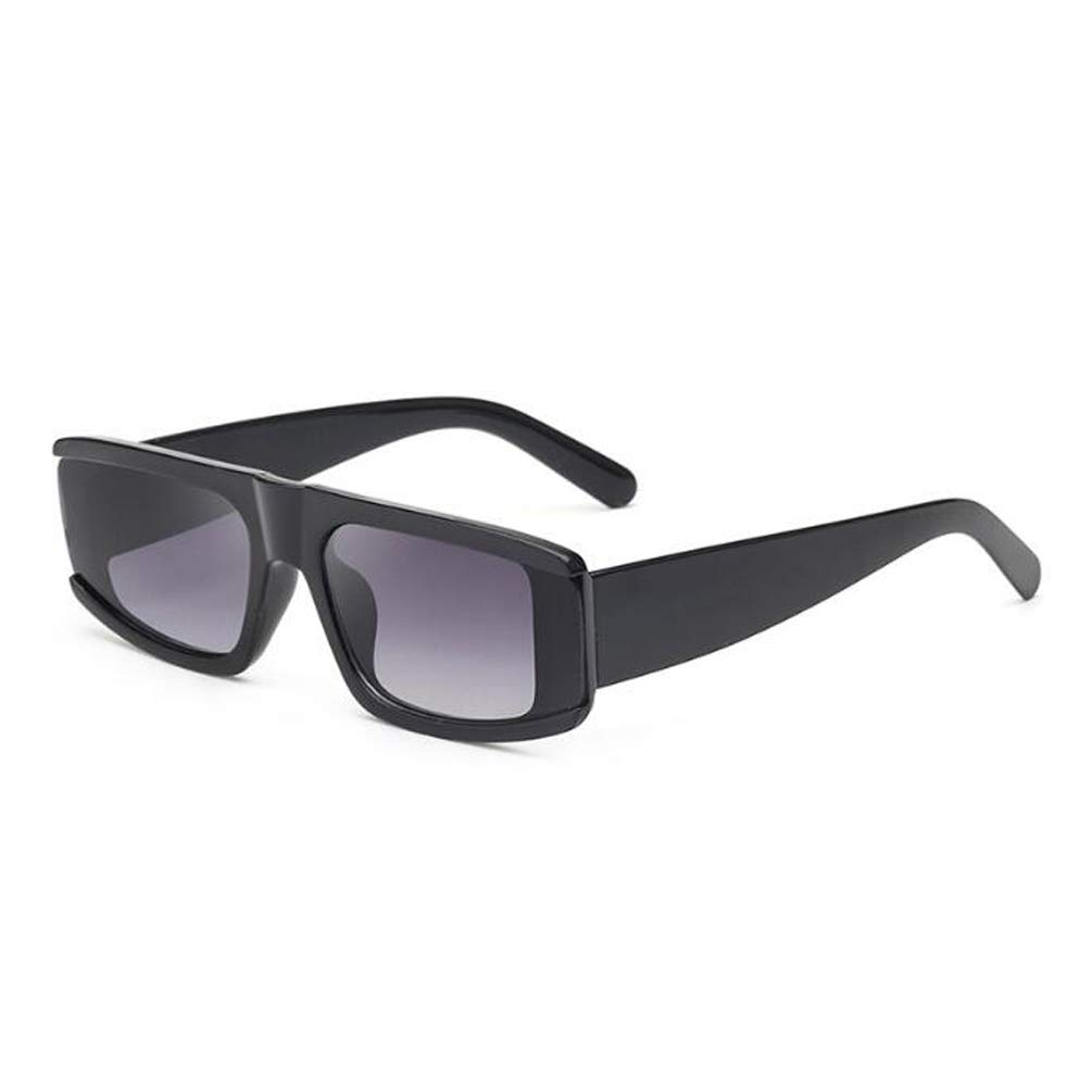 Long square black retro sunglasses men and women sunscreen sunglasses Black Frame Double Gray