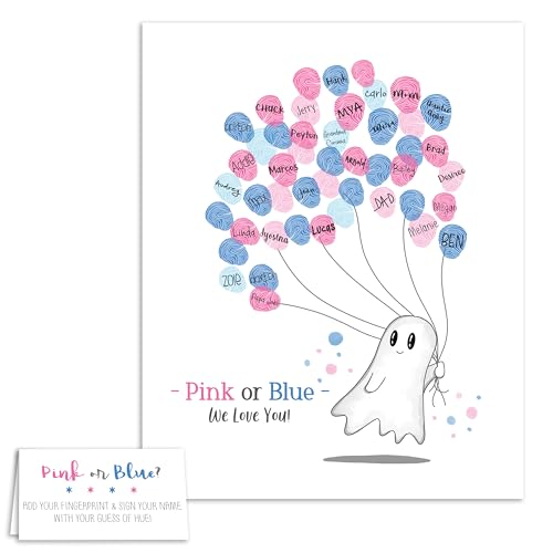 MeganHStudio Personalized Halloween Gender Reveal Party Fingerprint Guestbook Alternative, Litle