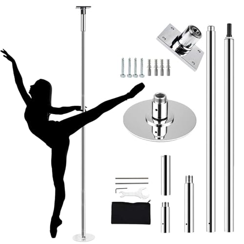 BBHW Fixed Plate Stripper Dance Pole 45mm, Professional Steel Dancing Tube with Ceiling Plates, Adjustable Home Workout Pole for Carpet (Color : 3.23M-3.355M(10.6FT-11FT))