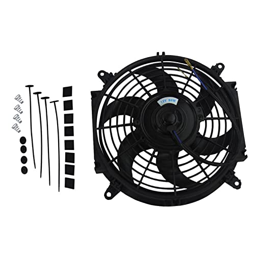 Kuuhlersat 10" Universal Slim Fan Push Pull Electric Radiator Cooling 12V 90W Mount Kit (Black) #TOP24