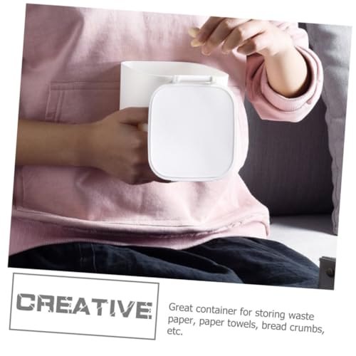 Basurero de escritorio pequeño rectangular blanco miniatura 3