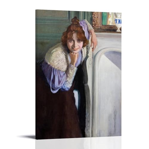 Affiche d'art impressionniste salon chic : cadre Rusiñol Fille Riante
