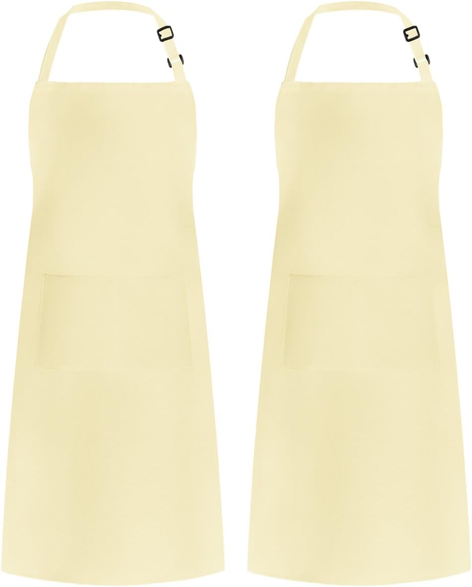 Syntus Apron for Men Women, Adjustable Cooking Kitchen Chef Aprons with 2 Pockets, Cotton/Polycotton/Polyester