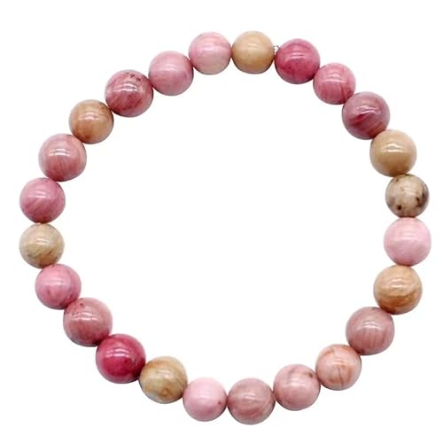 Naturstein Rhodochrose Steinperlen Armband Geeignet for weibliche Mädchen Frauen Geschenk (Main Stone Color : Beads 10mm, Metal Color : Red) Cover