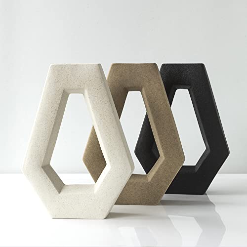 9” Beige Vase- Geometric Vase, Vases For Decor, Ceramic Vase For Beige Room Décor, Modern Vase, Decorative Vase, Stone Vase, Beige Vase, Abstract Vase, Textured Vase, Geometric Décor, 2345 #TOP2