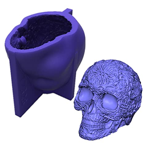 Totenkopf-Silikonformen, 3D-Totenkopf-Kerzenform, Seife, Epoxidharz, Halloween, Schokolade, Süßigkeiten, Kuchenformen (Totenkopf-Form) Cover