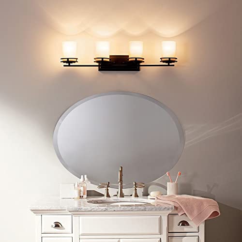 Image of Kichler Hendrik 33.75 inch 4 Light Vanity with Light Umber Etched Glass Olde Bronze