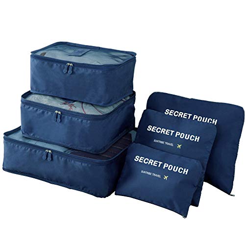 6 Packwürfel-Set, Geheimbeutel, Reisetasche, Aufbewahrungstasche, Organizer, Kompressionsbeutel Cover