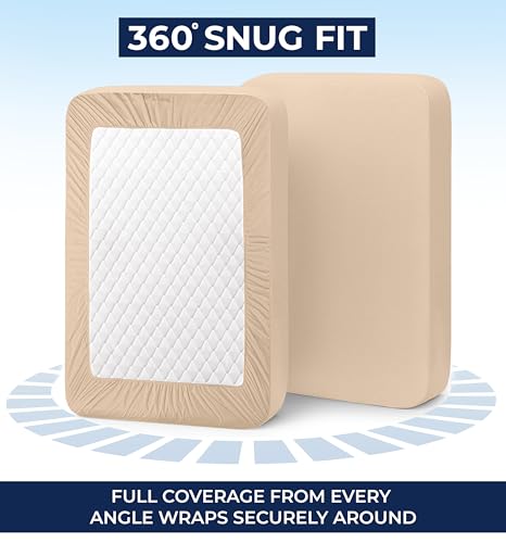Image of Utopia Bedding Extra Deep Pocket Queen Fitted Sheet, Fits up to 21 Inch Mattress - Hotel Luxury, Soft, Breathable and Comfy - Shrinkage and Fade Resistant - Easy Care (Beige)