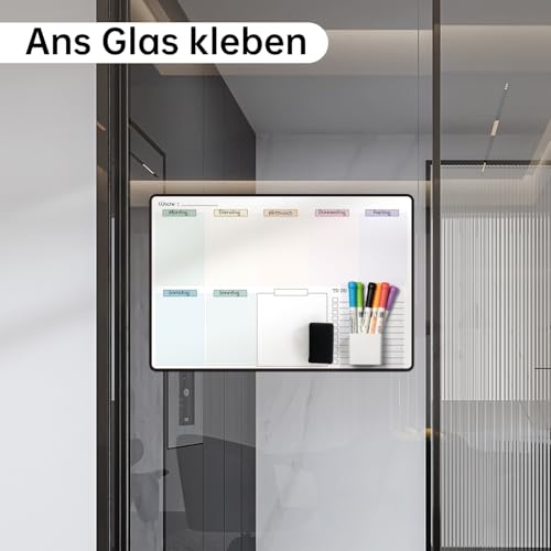 MCCORL Whiteboard Wochenplaner abwischbar Selbstklebend für die Wand, Glas und Holz(jede glatte Oberfläche) perfect as Famiien Haushaltsplaner, Essenplaner, Putzplaner oder To Do Liste 42×28cm