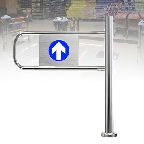 Automatic Industrial Metal Swing Gate - 60x100cm Access Control Barrier with Rebound Spring Closure for Supermarkets and Secure Entry Solutions