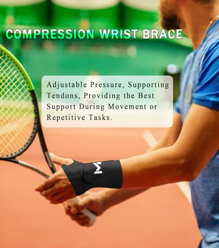 Image of 2 Pcs Soft Wrist Brace, Adjustable Wrist Support for Sprains, Fitness, Sports,Carpal Tunnel, Weightlifting, Wrist Compression Strap Pain Relief Wear Anywhere, Fits 6 inch to 8.3 inch (Black)