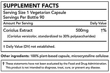 Nature Restore Coriolus Versicolor Mushroom Extract Supplement, 30 Percent Polysaccharides, Non Gmo, Gluten Free, 90 Capsules, Original Turkey Tail Mushroom Supplement #TOP2