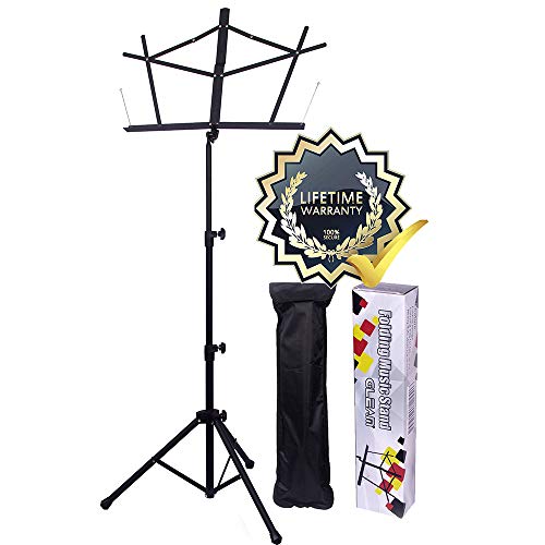 GLEAM Music Stand Bold Pipe Folding Music Holder with Carrying Bag