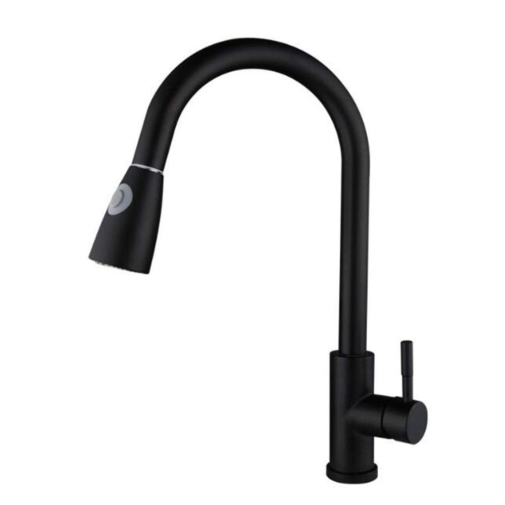 Robinet de cuisine noir en acier inoxydable à double mode et douchette