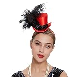 LATIMOON Mini Top Hat Fascinator Headband Peacock Feather Top Hat for Derby Tea Party