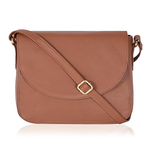 Image of Genuine Leather Shoulder Crossbody Purse For Women with Adjustable Strap, Mobile Pocket & Outside & Inside Zipper