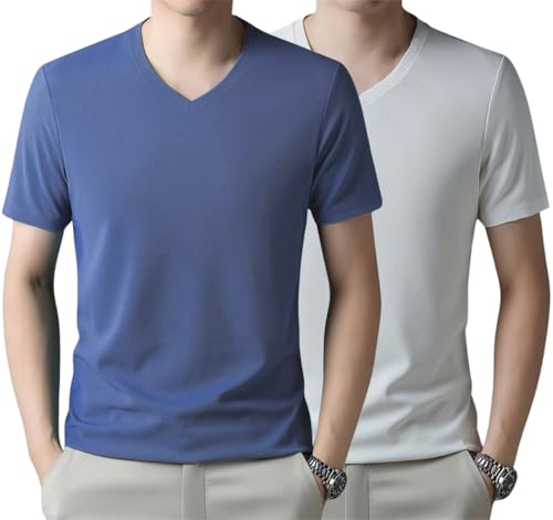 Image of TAGDO Men's Solid Color V-Neck Short Sleeve T-Shirt (2033)