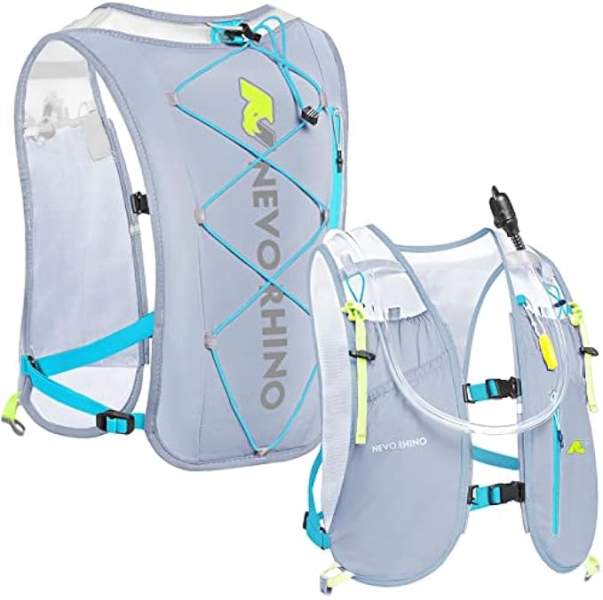 N NEVO RHINO Waterproof Running Hydration Vest, 5.5L Breathable Running Hydration Pack with 2L TPU Water Bladder, 6.0 oz Lightweight