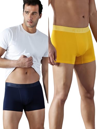 Image of KOFFY Men's Stretchable Cotton Lycra Long Trunk with C-Type Front Open | Wrinkle-Free | Ultra-Soft Elastic