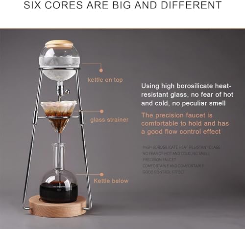 Tower Ice Coffee Maker Capacity Tea Tower,Cold Brew Drip Tower, Household Ice Brew Coffee Maker, Cold Brew Drip Tower, Adjustable Dripper, Stainless Steel Rack, Makes 2-4 Cups, Coffee Lover
