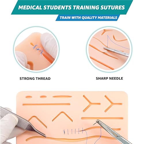 StellMacher 2-0 Sutures Thread with Needle | 12 Pcs Surgical Practice Suture Kit for Medical & Nursing Students | Training Sterile Stitching Pad First Aid Emergency Travel, Vet Demo Use Polypropylene