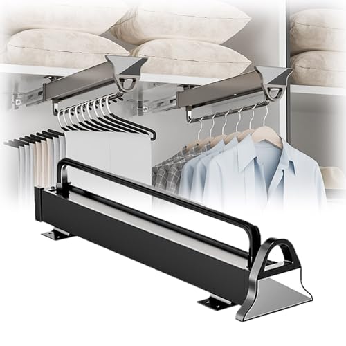 Tringle de placard rétractable noire pour maximiser l'espace dressing