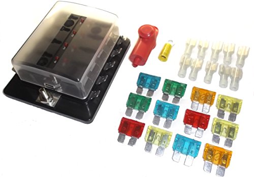Fastronix 10 Circuit LED Fuse Block and Cover Kit with ATO/ATC Fuses
