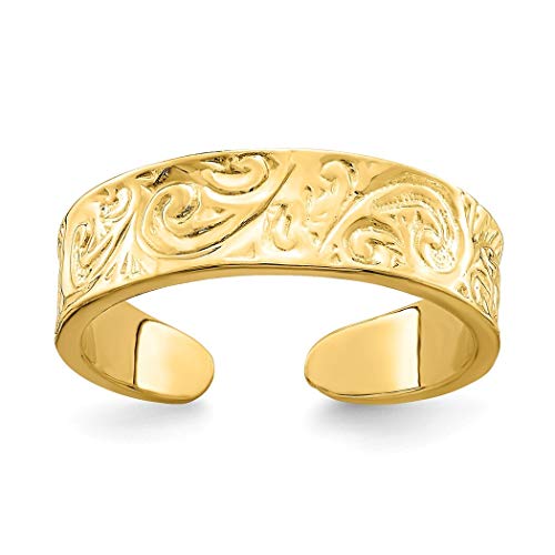 Zehenring, 14 Karat Gold, verstellbar, Schnörkelmuster, Schmuck, Geschenke für Frauen, Metall Cover