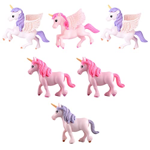 HANABASS 6Pcs Estatuetas Unicórnio Coloridas Decorações Unicórnio Em Miniatura Paisagismo Unicórnios