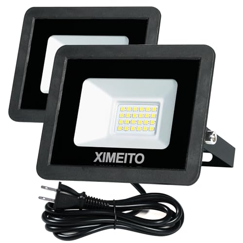 XIMEITO LED投光器 20w 昼光色 2300LM 6500K 1.8コード IP66防水 120°広角 100V対応 ワークライト 工事用 ledライト 作業灯 看板灯 外灯 駐車場用 倉庫照明 船舶 屋内 屋外作業 BBQ用 180w相当 100-240V適用 豪雨/豪雪対応 2セット