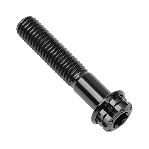 Image of Titanium Flange 12 Point Head M8 x15 20 25 30 35 40 45 50 55 60 65mm Screw Bolt Pack of 4 (M8x40mm, Black)