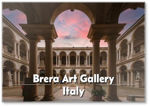 Magnete da frigorifero con cortile al tramonto, pinacoteca di Brera